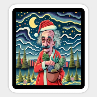 Albert Einstein Physical Genius Suculents Lovers Merry Christmas Sticker